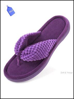 Memory Foam Flip Flop House Slippers Spa Thong Adjustable Plush Terry